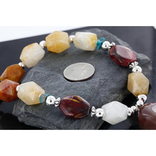 Certified Authentic Navajo .925 Sterling Silver Natural Jasper Carnelian Turquoise Native American Necklace 15768-3-0