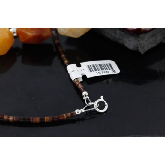 Certified Authentic Navajo .925 Sterling Silver Natural Jasper Carnelian Turquoise Native American Necklace 15768-3-0