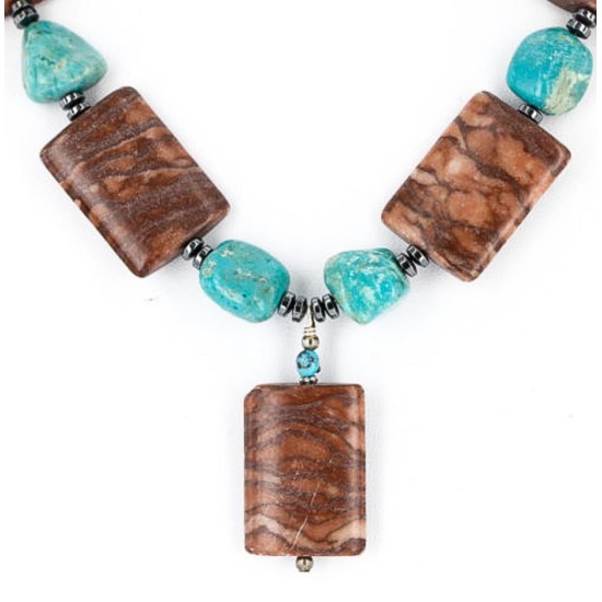 Certified Authentic Navajo .925 Sterling Silver Natural Turquoise Jasper Native American Necklace 390854107590 Certified Authentic Navajo .925 Sterling Silver Natural Turquoise Jasper Native American Necklace 390854107590