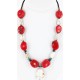 Certified Authentic Navajo .925 Sterling Silver WHITE Turquoise Turquoise CORAL Native American Necklace 750114-16