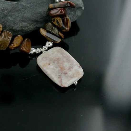 Large Navajo .925 Sterling Silver Natural Tigers Eye Jasper Turquois Native American Necklace 15383-4 Large Navajo .925 Sterling Silver Natural Tigers Eye Jasper Turquois Native American Necklace 15383-4