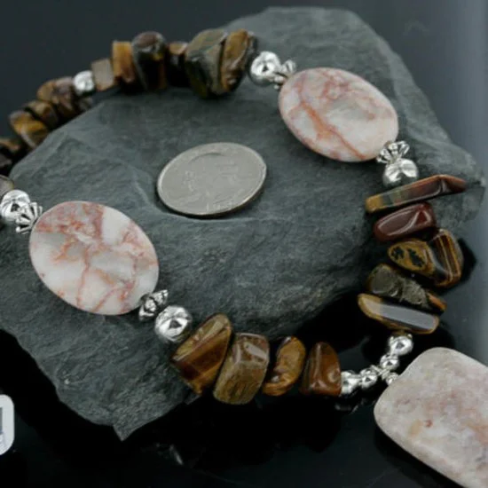 Large Navajo .925 Sterling Silver Natural Tigers Eye Jasper Turquois Native American Necklace 15383-4 Large Navajo .925 Sterling Silver Natural Tigers Eye Jasper Turquois Native American Necklace 15383-4
