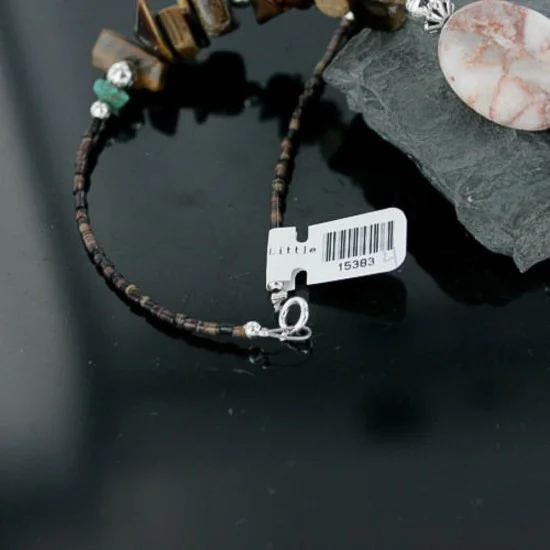 Large Navajo .925 Sterling Silver Natural Tigers Eye Jasper Turquois Native American Necklace 15383-4 Large Navajo .925 Sterling Silver Natural Tigers Eye Jasper Turquois Native American Necklace 15383-4