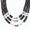 3 Strand Navajo .925 Sterling Silver Graduated Heishi and Turquoise Necklace 15545-3 3 Strand Navajo .925 Sterling Silver Graduated Heishi and Turquoise Necklace 15545-3