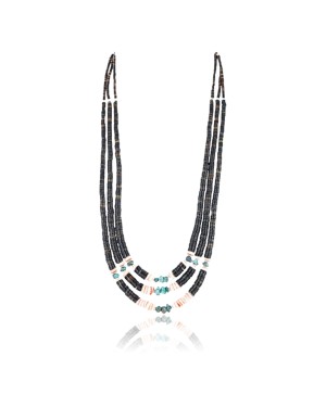 Large $400 Certified Authentic 3 Strand Navajo .925 Sterling Silver Graduated Heishi and Turquoise Native American Multi strand Necklace 390763440780