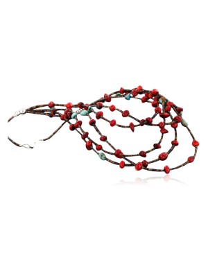 Large $400 Certified Authentic 5 Strand Navajo .925 Sterling Silver Turquoise and Coral Native American Necklace 390742418127