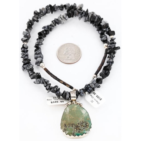Handmade Certified Authentic Navajo .925 Sterling Silver Natural Turquoise Native American Necklace 390794183123