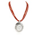 Large .925 Sterling Silver Handmade Certified Authentic Navajo Coral Native American Necklace 24349-15938