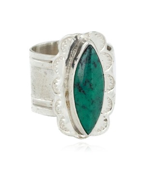 Large 925 Sterling Silver Handmade Certified Authentic Navajo Natural Blue Moon Turquoise Native American Ring  24428-1