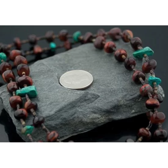 Large 2 Strand Navajo .925 Sterling Silver Turquoise and Red Tigers Eye Native American Necklace 370812723049 Large 2 Strand Navajo .925 Sterling Silver Turquoise and Red Tigers Eye Native American Necklace 370812723049