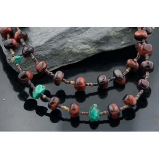 Large 2 Strand Navajo .925 Sterling Silver Turquoise and Red Tigers Eye Native American Necklace 370812723049 Large 2 Strand Navajo .925 Sterling Silver Turquoise and Red Tigers Eye Native American Necklace 370812723049