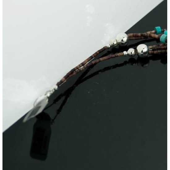 Large Certified Authentic 3 Strand Navajo Native .925 Sterling Silver Turquoise and Multicolor Stones Native American Necklace 15649-1