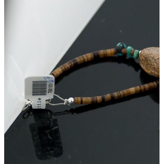Large Certified Authentic Navajo Native .925 Sterling Silver Natural Boulder and Turquoise Native American Necklace 790103-67