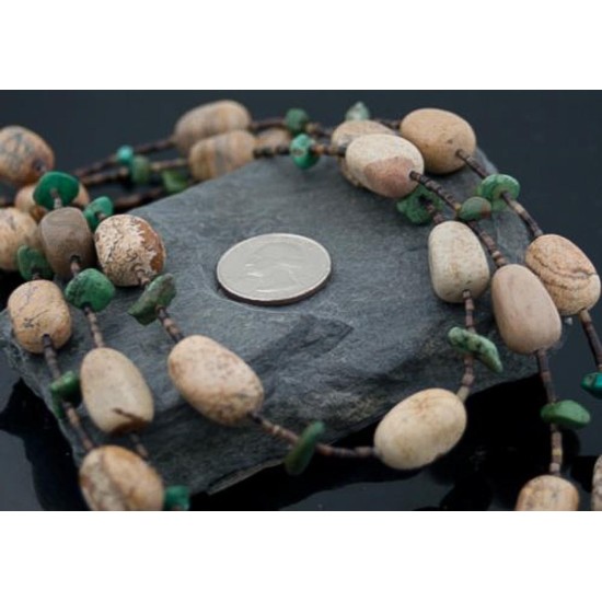 Large Certified Authentic 2 Strand Navajo .925 Sterling Silver Boulder and Turquoise Native American Necklace 370826915755