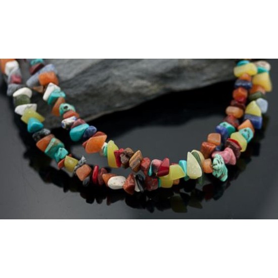 Large Certified Authentic 2 Strand Navajo .925 Sterling Silver Multicolor Native American Necklace 370803468962