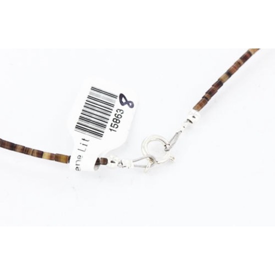 Large Certified Authentic 2 Strand Navajo .925 Sterling Silver Multicolor Natural Stone Native American Necklace 15863-8