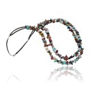 Large Certified Authentic 2 Strand Navajo .925 Sterling Silver Multicolor Natural Stone Native American Necklace 370892803202