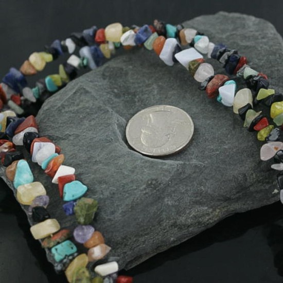 Large Certified Authentic 2 Strand Navajo .925 Sterling Silver Multicolor Natural Stone Native American Necklace 370910490662