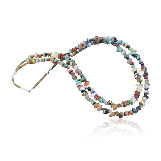 Large Certified Authentic 2 Strand Navajo .925 Sterling Silver Multicolor Natural Stone Native American Necklace 390672450223 Large Certified Authentic 2 Strand Navajo .925 Sterling Silver Multicolor Natural Stone Native American Necklace 390672450223