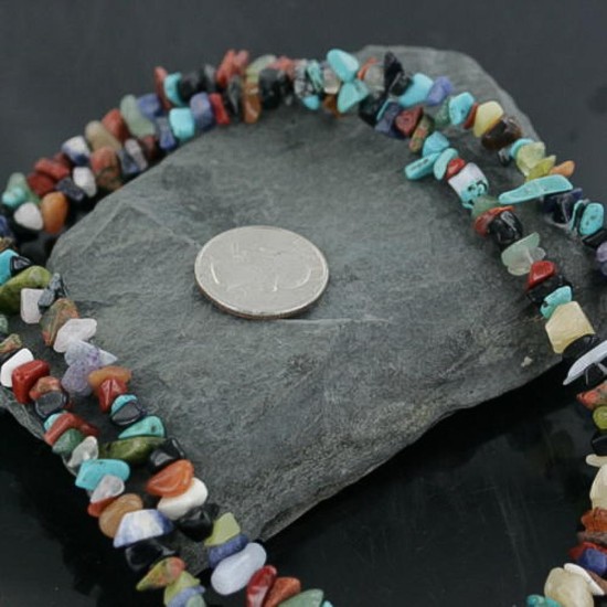 Large Certified Authentic 2 Strand Navajo .925 Sterling Silver Multicolor Natural Stone Native American Necklace 390672450223 Large Certified Authentic 2 Strand Navajo .925 Sterling Silver Multicolor Natural Stone Native American Necklace 390672450223
