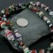 Large Certified Authentic 2 Strand Navajo .925 Sterling Silver Multicolor Stones Native American Necklace 15501-174
