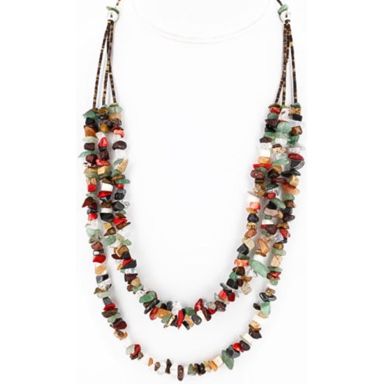 Large Certified Authentic 2 Strand Navajo .925 Sterling Silver Multicolor Stones Native American Necklace 15862-3 Large Certified Authentic 2 Strand Navajo .925 Sterling Silver Multicolor Stones Native American Necklace 15862-3