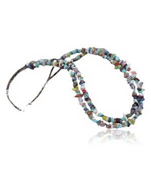 Large Certified Authentic 2 Strand Navajo .925 Sterling Silver Multicolor Stones Native American Necklace 390679804514
