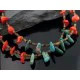 Large 2 Strand Navajo .925 Sterling Silver Natural Turquoise and Coral Native American Necklace 750106-12 Large 2 Strand Navajo .925 Sterling Silver Natural Turquoise and Coral Native American Necklace 750106-12