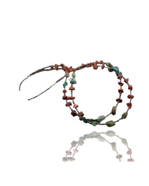 Large Certified Authentic 2 Strand Navajo .925 Sterling Silver Natural Turquoise and GoldStone Native American Necklace 15649-16
