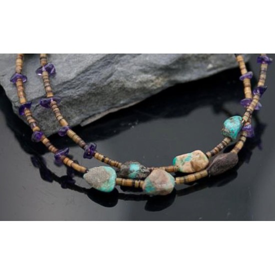 Large Certified Authentic 2 Strand Navajo .925 Sterling Silver Natural Turquoise and LAPIS Native American Necklace 390611034881