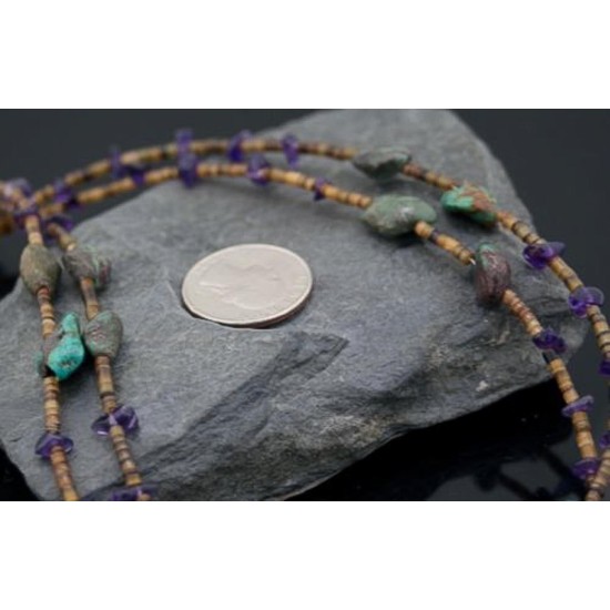 Large Certified Authentic 2 Strand Navajo .925 Sterling Silver Natural Turquoise and LAPIS Native American Necklace 390611034881