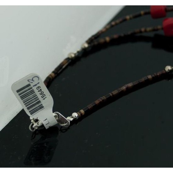 Large Certified Authentic 2 Strand Navajo .925 Sterling Silver Natural Turquoise Coral 4913 Native American Necklace 370832548894
