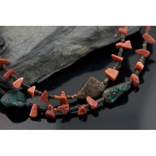 Large Certified Authentic 2 Strand Navajo .925 Sterling Silver Natural Turquoise GoldStone Native American Necklace 370841385101