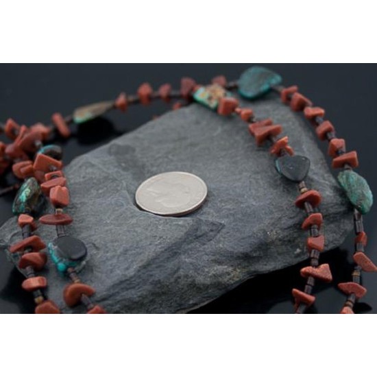 Large Certified Authentic 2 Strand Navajo .925 Sterling Silver Natural Turquoise GoldStone Native American Necklace 370841385101