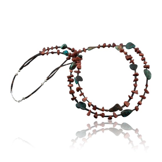 Large Certified Authentic 2 Strand Navajo .925 Sterling Silver Natural Turquoise GoldStone Native American Necklace 370841385101