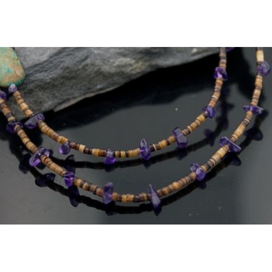 Large Certified Authentic 2 Strand Navajo .925 Sterling Silver Turquoise and Amethyst Native American Necklace 390611347484