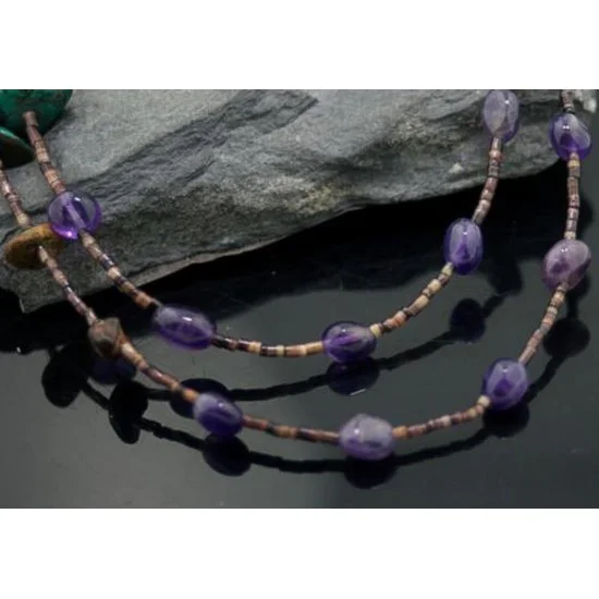 Large 2 Strand Navajo .925 Sterling Silver Turquoise and Amethyst Native American Necklace 390613417504 Large 2 Strand Navajo .925 Sterling Silver Turquoise and Amethyst Native American Necklace 390613417504