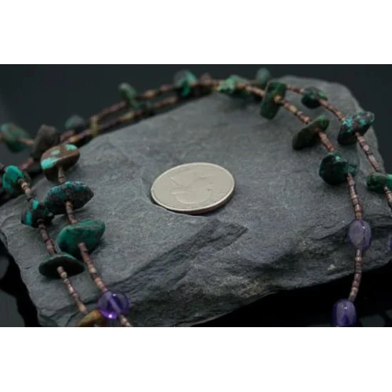 Large 2 Strand Navajo .925 Sterling Silver Turquoise and Amethyst Native American Necklace 390613417504 Large 2 Strand Navajo .925 Sterling Silver Turquoise and Amethyst Native American Necklace 390613417504