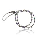Large Certified Authentic 2 Strand Navajo .925 Sterling Silver Turquoise and Amethyst Native American Necklace 750106-7