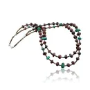 Large 2 Strand Navajo .925 Sterling Silver Turquoise and Red Tigers Eye Native American Necklace 370812723049