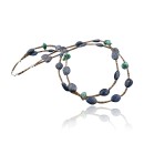 Large Certified Authentic 2 Strand Navajo Native .925 Sterling Silver Lapis and Magnesite Native American Multi Strand Necklace 370794600549