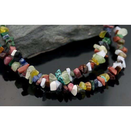 Large Certified Authentic 2 Strand Navajo Native .925 Sterling Silver Multicolor Natural Stone Native American Necklace 15501-7