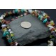 Large Certified Authentic 2 Strand Navajo Native .925 Sterling Silver Multicolor Natural Stone Native American Necklace 15501-7