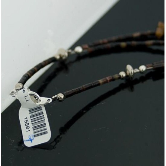 Large Certified Authentic 2 Strand Navajo Native .925 Sterling Silver Multicolor Natural Stone Native American Necklace 15501-7
