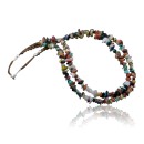 Large 2 Strand Navajo Native .925 Sterling Silver Multicolor Natural Stone Native American Necklace 15634-6