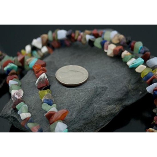 Large Certified Authentic 2 Strand Navajo Native .925 Sterling Silver Multicolor Natural Stone Native American Necklace 370845092673