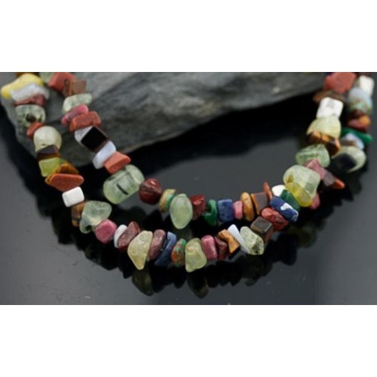 Large Certified Authentic 2 Strand Navajo Native .925 Sterling Silver Multicolor Natural Stone Native American Necklace 390605187231