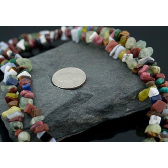 Large Certified Authentic 2 Strand Navajo Native .925 Sterling Silver Multicolor Natural Stone Native American Necklace 390605187231