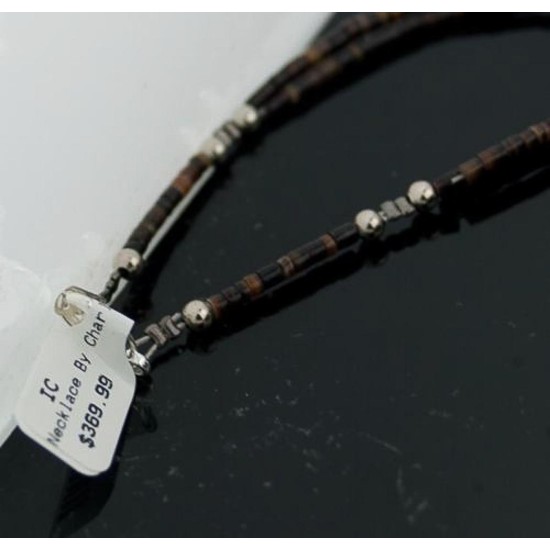 Large Certified Authentic 2 Strand Navajo Native .925 Sterling Silver Multicolor Natural Stone Native American Necklace 390605187231
