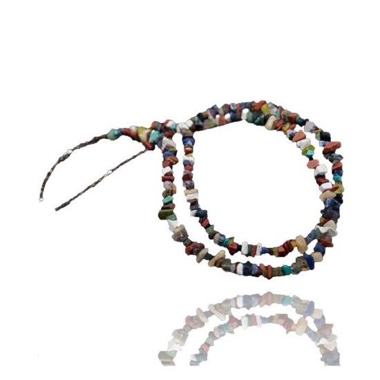 Large Certified Authentic 2 Strand Navajo Native .925 Sterling Silver Multicolor Natural Stone Native American Necklace 390608006843